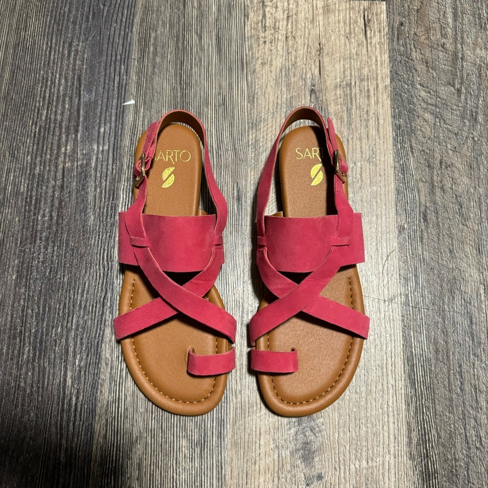 FRANCO SARTO GIA SUEDE SANDALS IN PINK